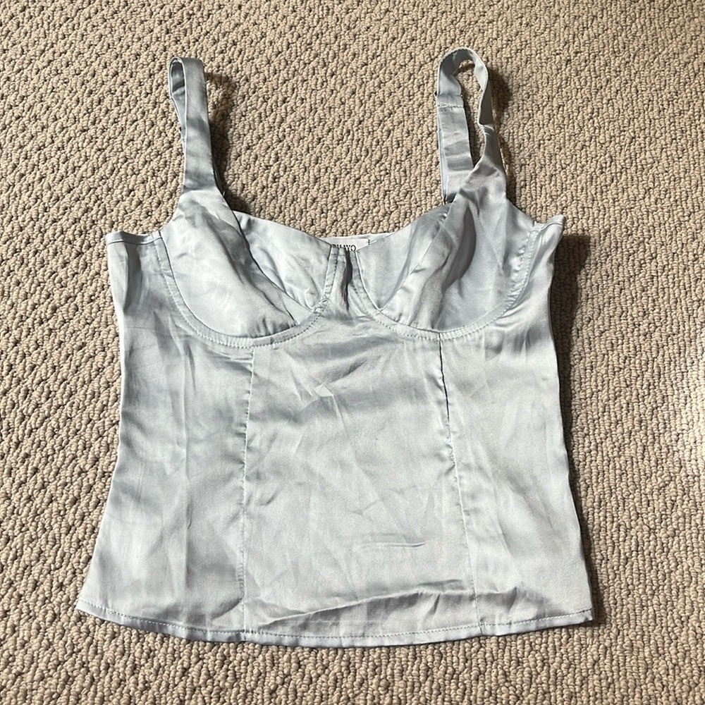 Peppermayo satin blue corset top